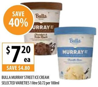 Supabarn Bulla Murray Street Ice Cream Selected Varieties 1 Litre offer