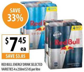 Supabarn Red Bull Energy Drink Selected Varieties 4 x 250ml offer
