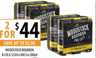 Woodstock Bourbon & Cola 12.0% Cans 4 x 200ml