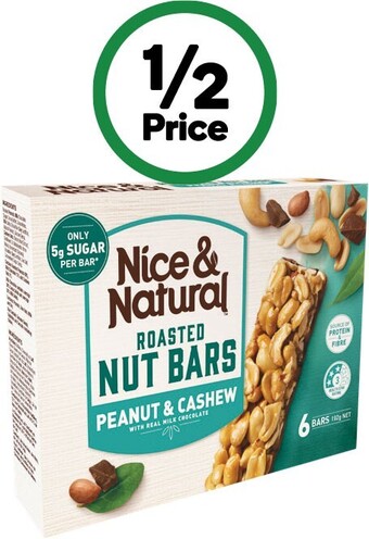 Woolworths Nice & natural nut bars 180-192g pk 6 offer