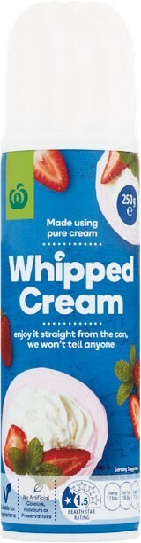Woolworths Woolworths whipped cream 250g – from the fridge offer