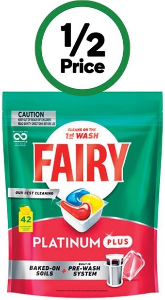 Woolworths Fairy platinum plus dishwasher tablets pk 42 offer