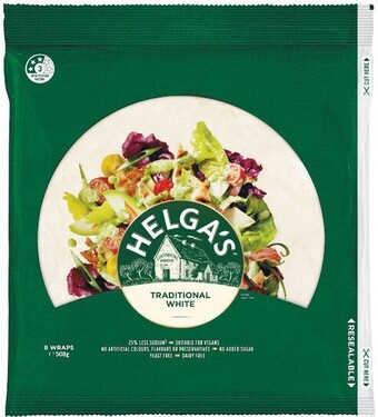 Woolworths Helga’s wrap varieties 250-508g pk 5-8 – excluding lower carb & prebiotic offer