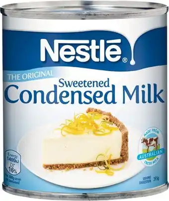 Woolworths Nestle sweetened condensed milk 395-410g offer