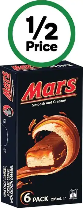 Woolworths Mars snickers ice cream bars 264-300ml pk 6 – from the freezer offer