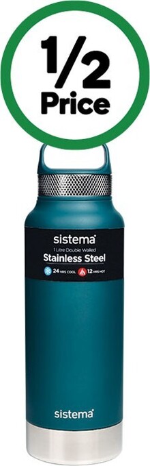 Woolworths Sistema stainless steel dual wall bottle 1 litre offer