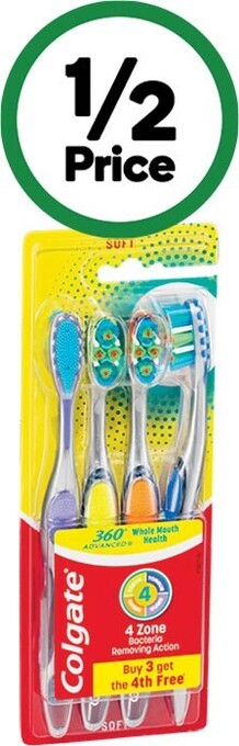 Woolworths Colgate 360 advanced toothbrush pk 4 offer