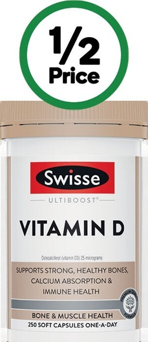 Woolworths Swisse ultiboost vitamin d capsules pk 250* offer