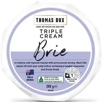 Woolworths Thomas dux triple cream brie or double cream camembert 200g offer