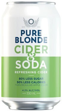 Woolworths Pure blonde cider & soda cans 4x330ml offer