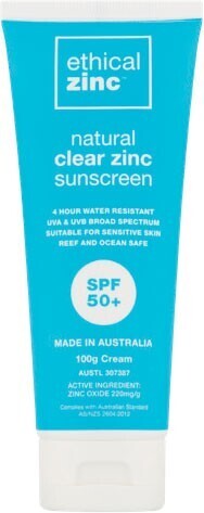 Woolworths Ethical zinc spf50+ natural clear zinc sunscreen 100g* offer