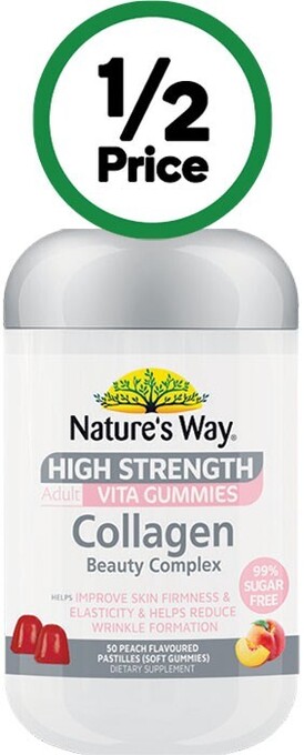 Woolworths Nature's way high strength adult vita gummies collagen beauty complex pk 50* offer
