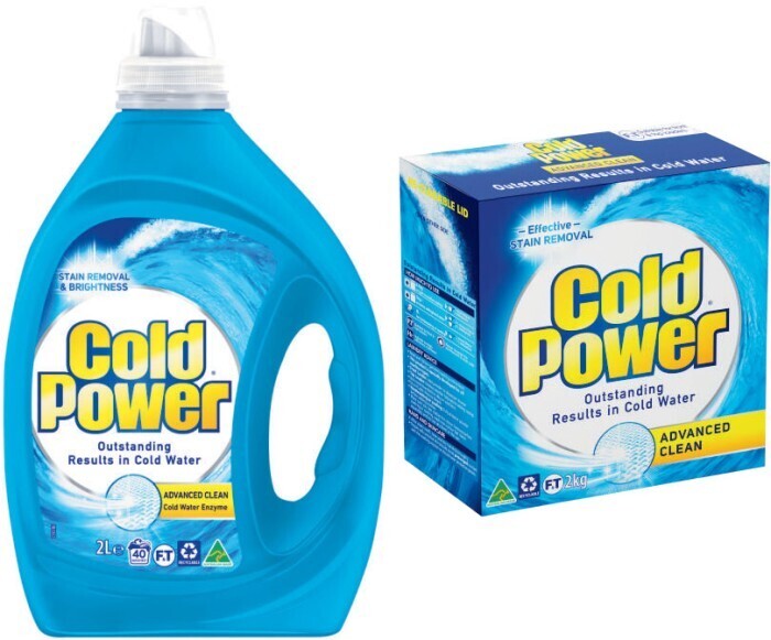 Cold power laundry liquid 1.8 litre2 litre or powder 2kg offer at Coles