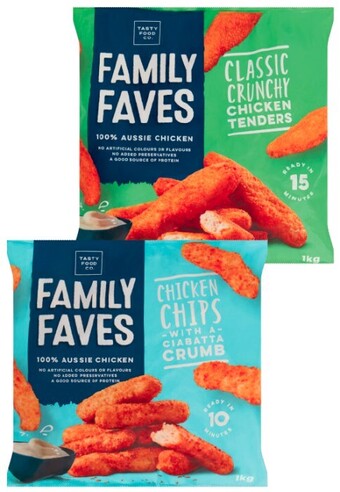 Coles Family faves chicken tenders or chips 1kg offer