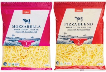 Coles Coles shredded mozzarella or pizza blend cheese 700g offer