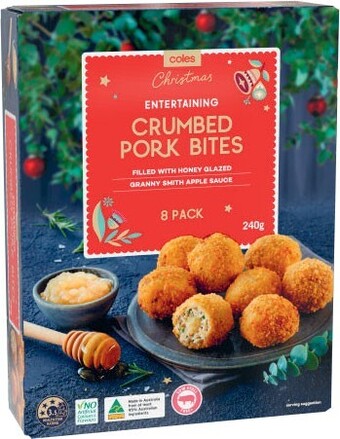 Coles Coles entertaining crumbed pork bites 240g offer