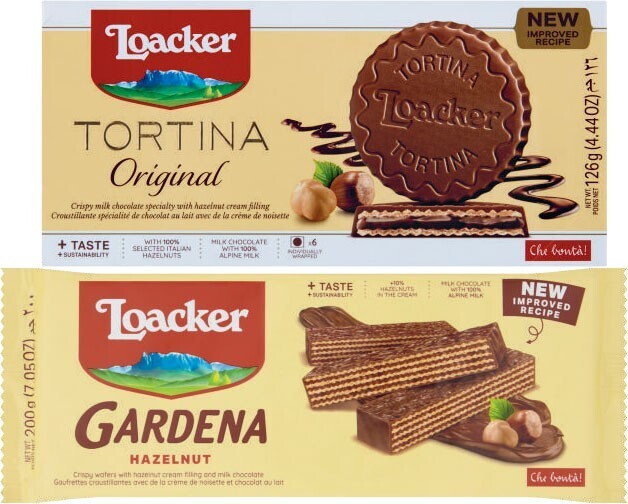 Loacker gardena wafer or tortina chocolate biscuits 126g200g offer at
