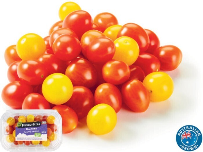 Flavour bites australian tiny toms 125g offer at Coles