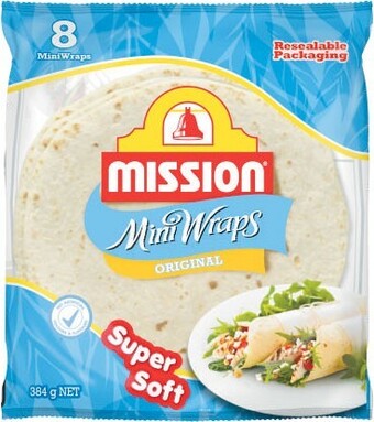 Coles Mission mini wraps 8 pack 384g offer