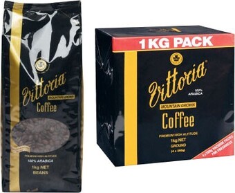Coles Vittoria mountain grown coffee beans or ground 1kg offer