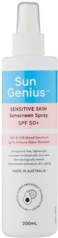 Coles Sun genius sensitive skin sunscreen spray spf50+ 200ml^ offer