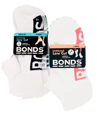 Coles Bonds women’s logo low cut 3 pack or bonds men’s logo low cut 3 pack offer
