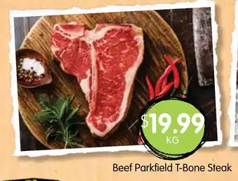 Spudshed Beef Parkfield T-Bone Steak per kg offer