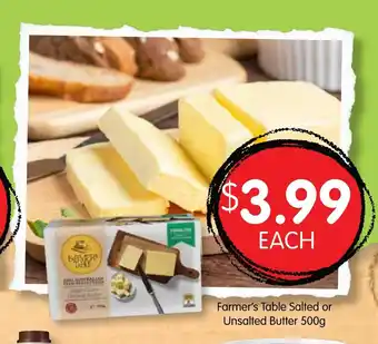 Spudshed Farmer's Table Salted or Unsalted Butter 500g offer