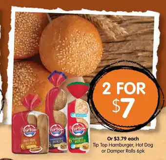 Spudshed Tip Top Hamburger, Hot Dog or Damper Rolls 6pk offer