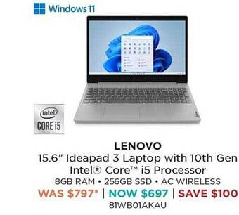 Bing Lee Lenovo 15.6 offer
