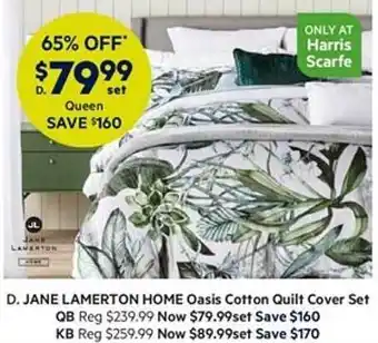 Harris Scarfe Jane lamerton home oasis cotton quilt cover set offer