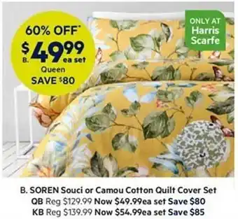 Harris Scarfe Soren souci or camou cotton quilt cover st offer