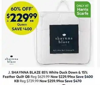 Harris Scarfe Shaynna blaze 85% white duck down & 15% feather quilt offer
