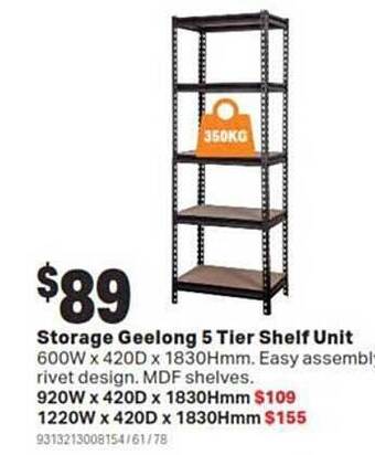Mitre 10 Storage geelong 5 tier shelf unit offer