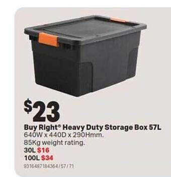Mitre 10 Buy right heavy duty storage box 57l offer