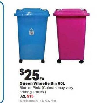 Mitre 10 Queen wheelie bin 60l offer