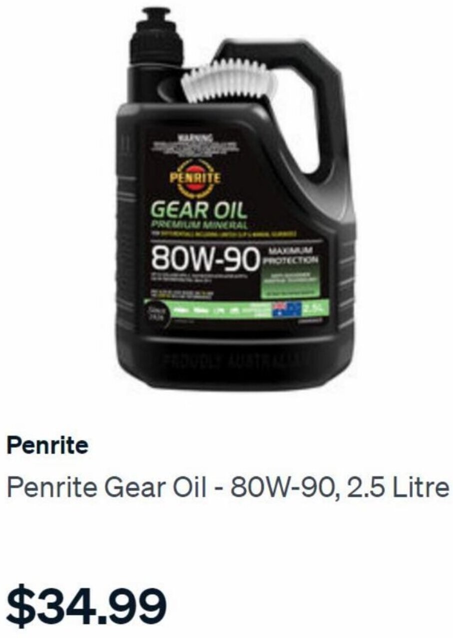 Penrite Gear Oil 80W90, 2.5 Litre offer at SuperCheap Auto
