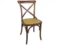 LivingStyles Sherwood Solid Oak Timber Cross Back Dining Chair with Rattan Seat - Distressed Honey offer