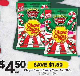 Chupa Chups Candy Cane Bag 300g