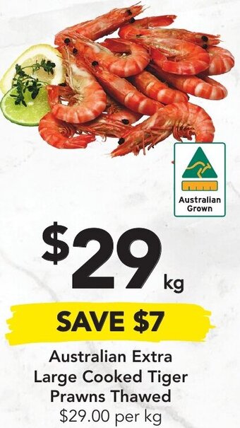 Drakes Australian Extra Large Cooked Tiger Prawns Thawed offer