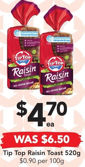 Drakes Tip Top Raisin Toast 520g offer