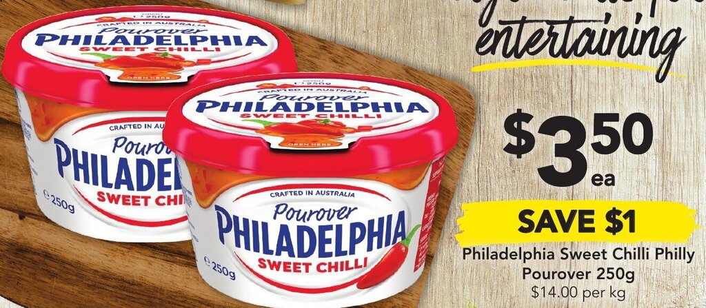 Philadelphia Sweet Chilli Philly Pourover 250g offer at Drakes