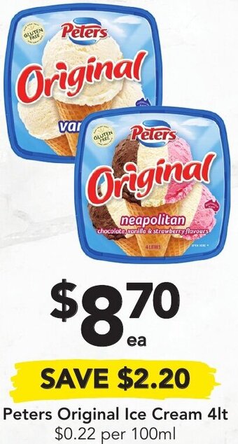 Drakes Peters Original Ice Cream 4lt offer