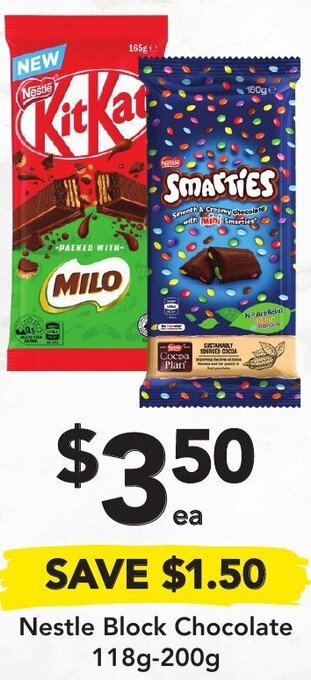 Drakes Nestle Block Chocolate 118g-200g offer