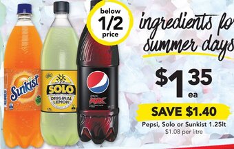Drakes Pepsi, Solo Or Sunkist 1.25lt offer