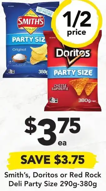 Drakes Smith's, Doritos Or Red Rock Deli Party Size 290g-380g offer