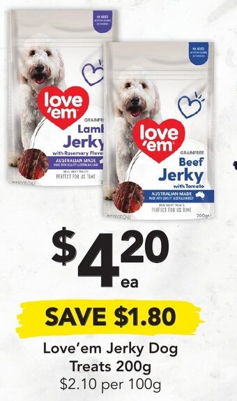 Drakes Love'em Jerky Dog Treats 200g offer