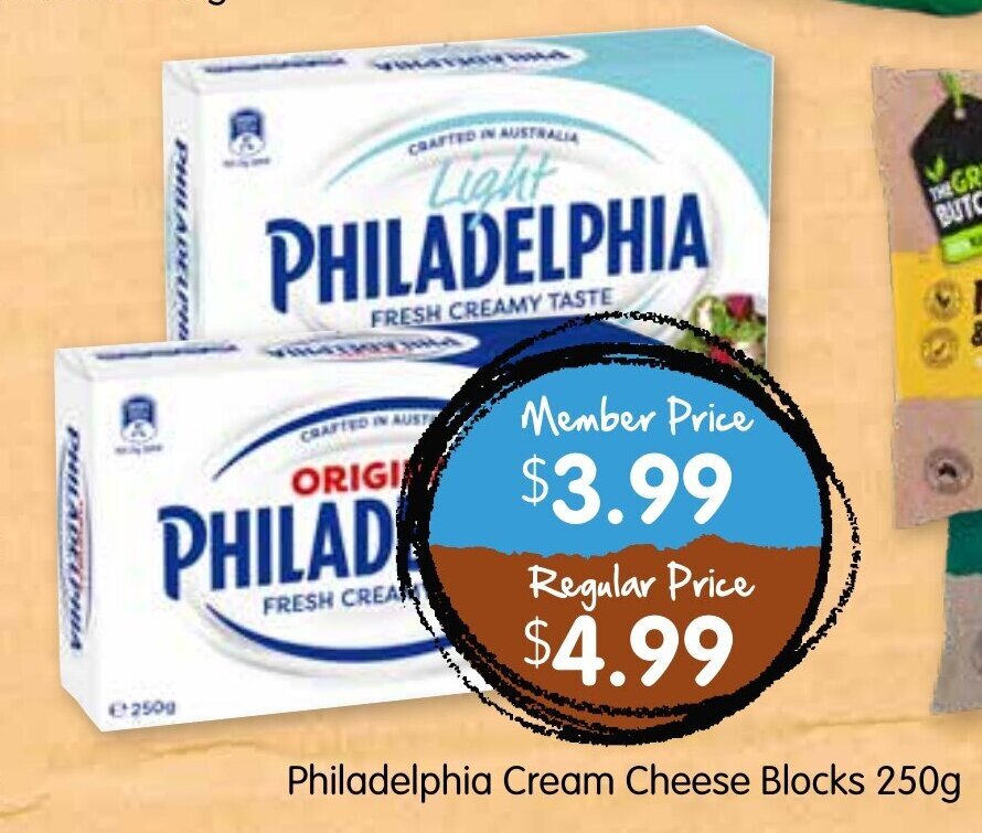 Philadelphia Cream Cheese Blocks 250g offer at Spudshed