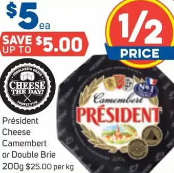 Foodland President Cheese Camembert Or Double Brie 200g offer