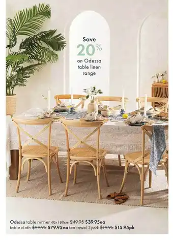 Pillow Talk Odessa table runner table teea towel 2 pack offer